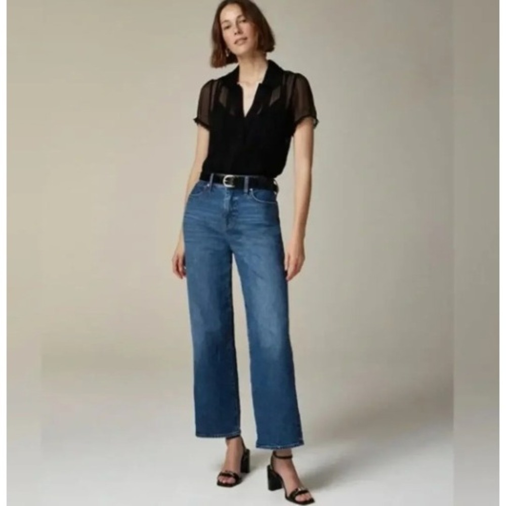 J.Crew 96 Curvy Slim Wide Jeans Size 30 Medium Wash Blue High Rise Classic NWT